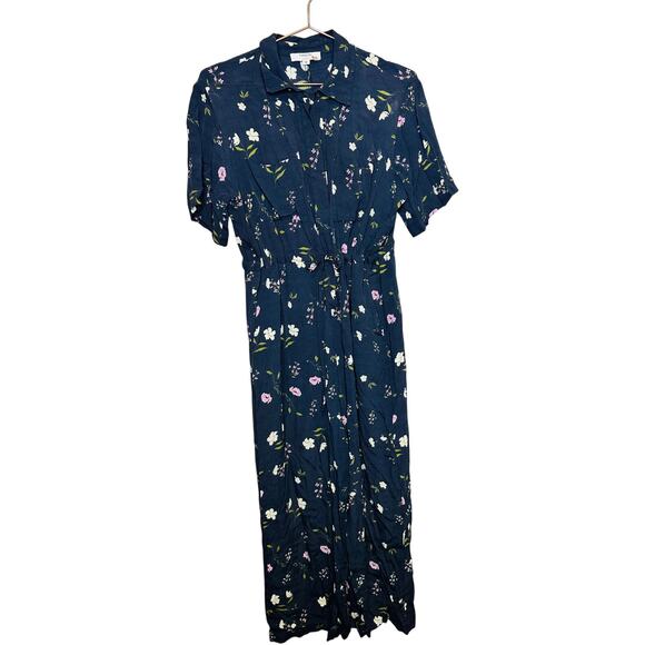 THAKOON COLLECTIVE Black Floral Print Tie Waist Collar Button Front Jumpsuit 10 - Picture 6 of 12